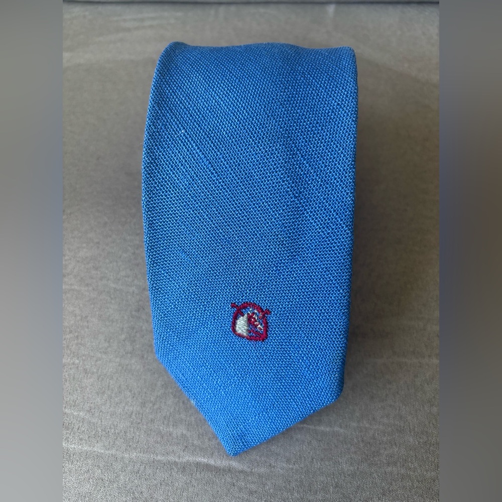 Chaps Ralph Lauren Men’s Linen Skinny Tie Blue Vintage 54” x 2.75”